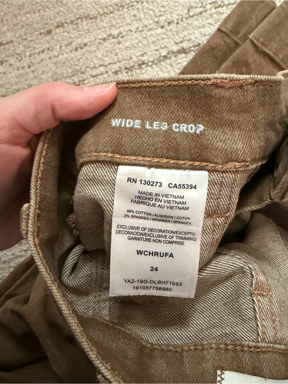 Wrangler Wide Leg Crop Utility Jean in Falcon Brown - Picture 5 of 6